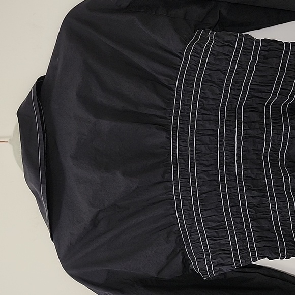 GANNI Women's Shirred organic cotton-poplin Black Blouse Size Small - Picture 14 of 17